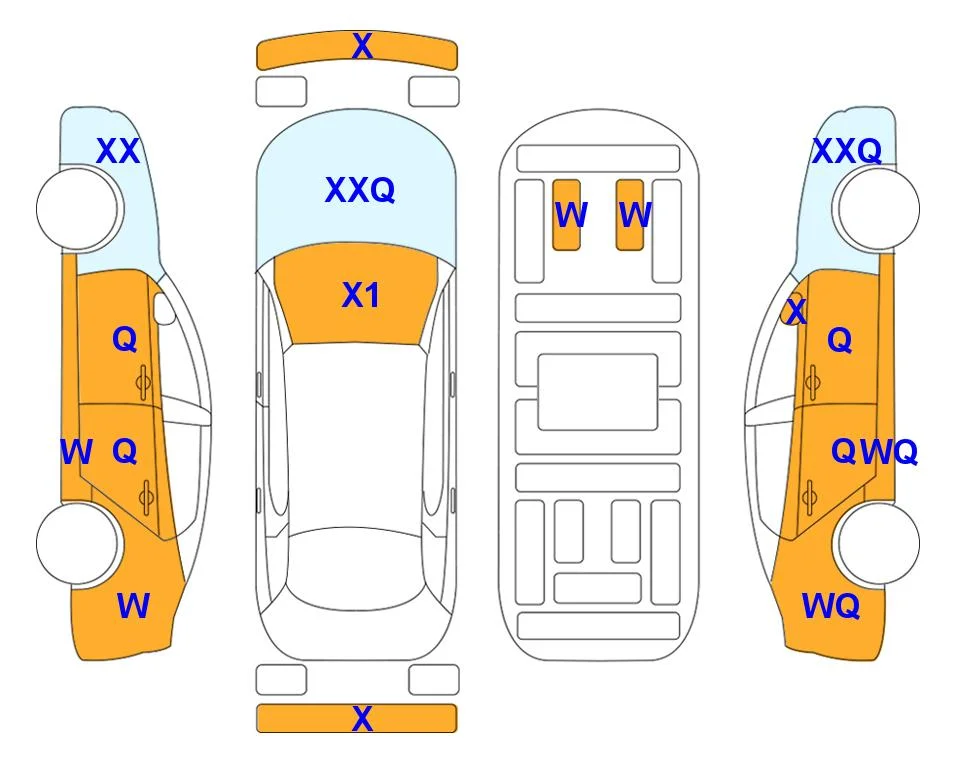 Схема кузова с отметками аукциона Lotte Auto Auction