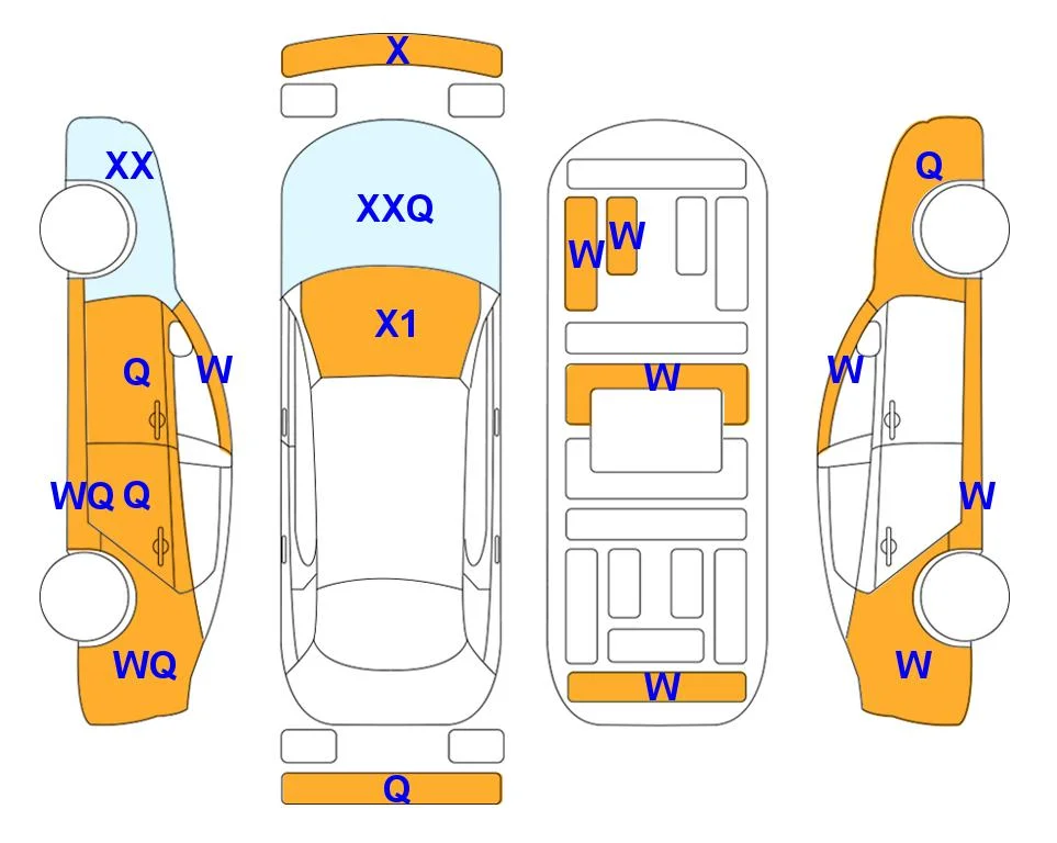 Схема кузова с отметками аукциона Lotte Auto Auction