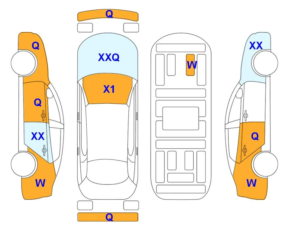 Схема кузова с отметками аукциона Lotte Auto Auction