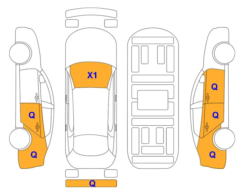 Схема кузова с отметками аукциона Lotte Auto Auction