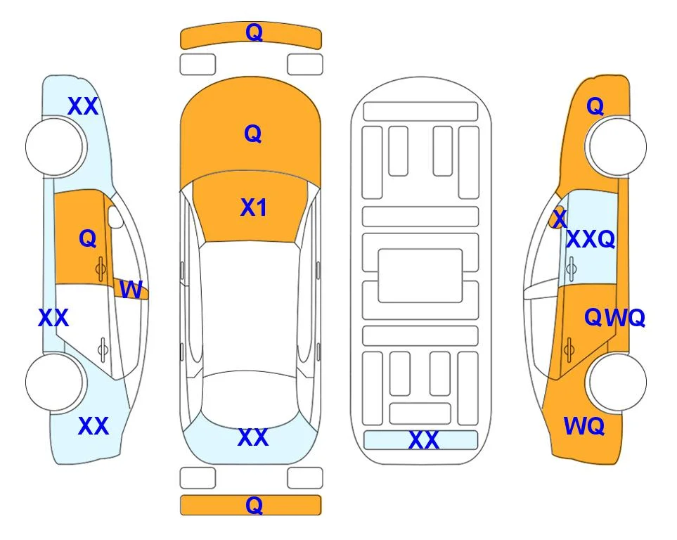 Body diagram with the marks of Lotte Auto Auction