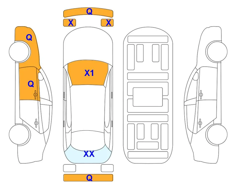 Схема кузова с отметками аукциона Lotte Auto Auction