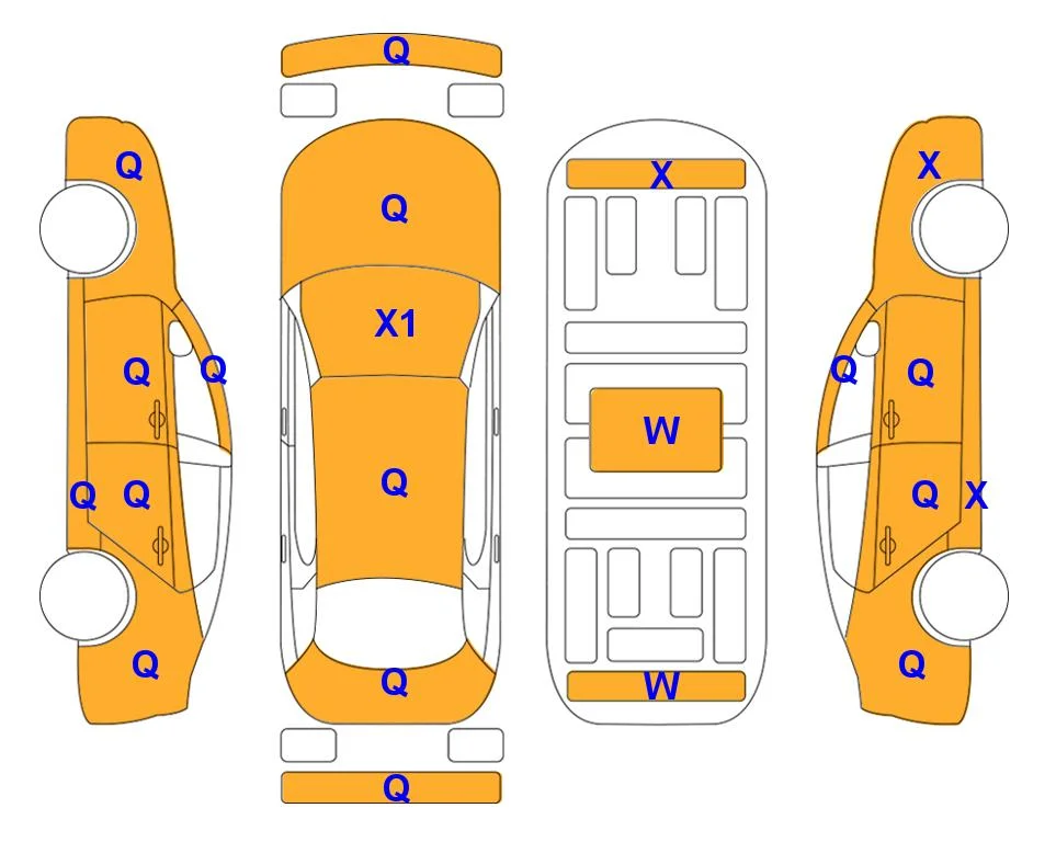 Схема кузова с отметками аукциона Lotte Auto Auction