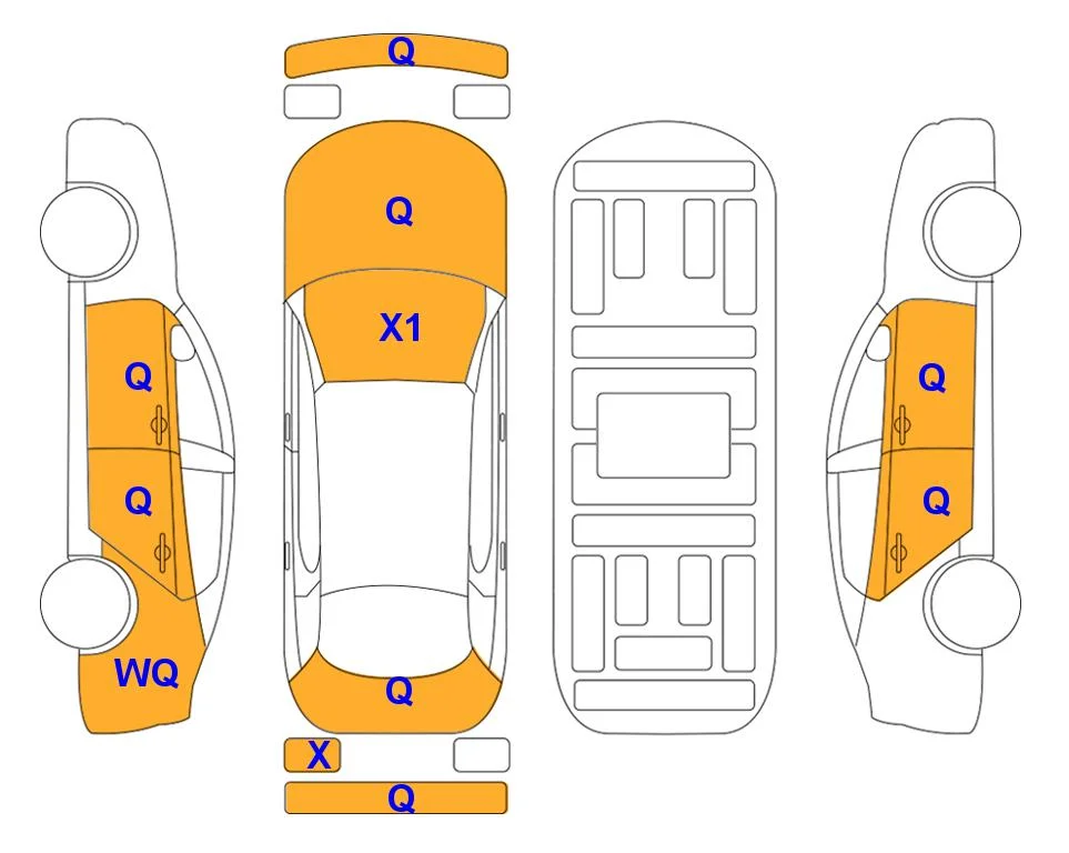 Схема кузова с отметками аукциона Lotte Auto Auction