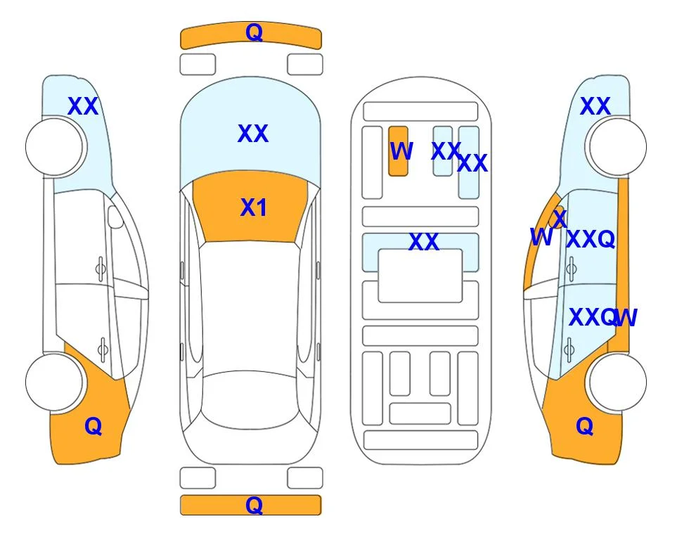 Схема кузова с отметками аукциона Lotte Auto Auction