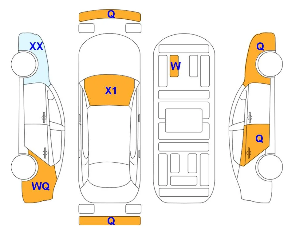 Body diagram with the marks of Lotte Auto Auction