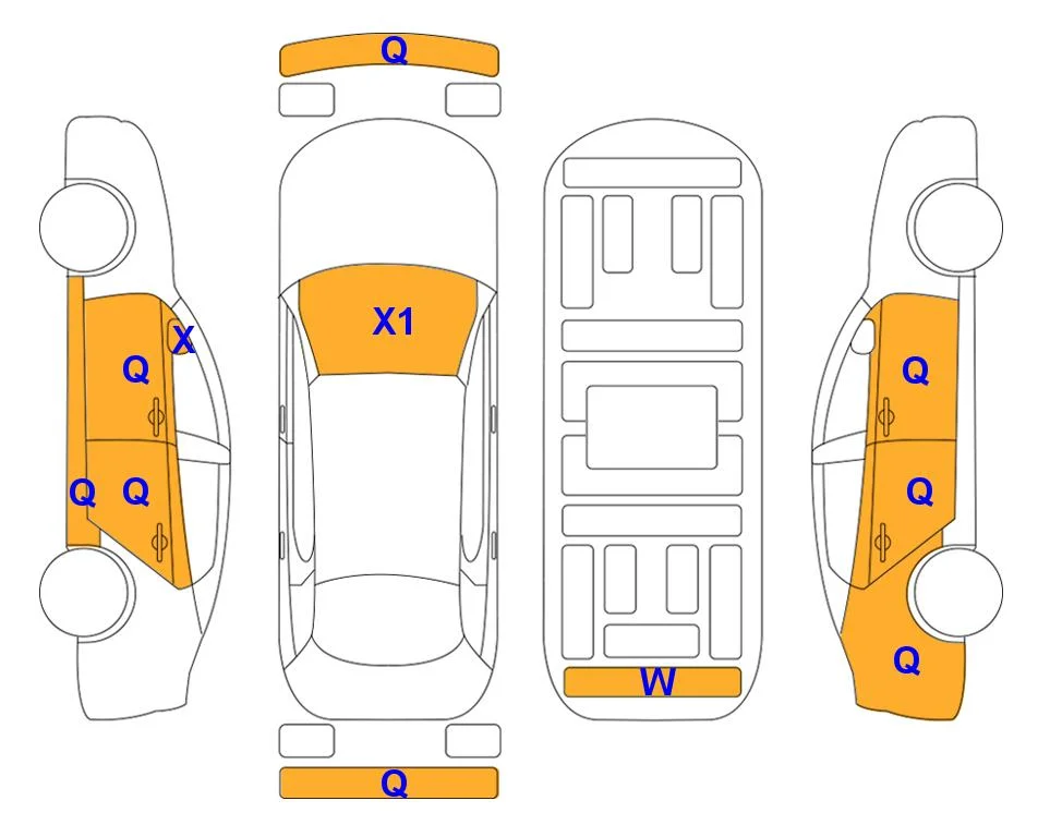 Схема кузова с отметками аукциона Lotte Auto Auction