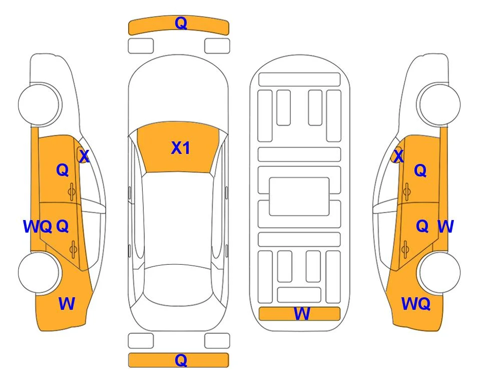 Body diagram with the marks of Lotte Auto Auction