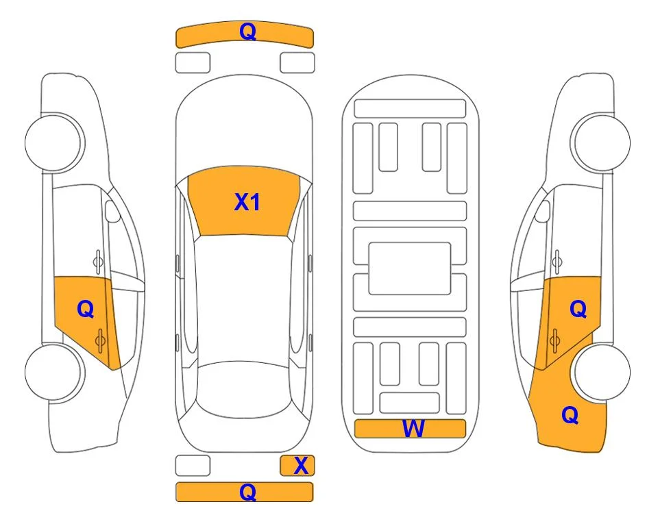 Схема кузова с отметками аукциона Lotte Auto Auction