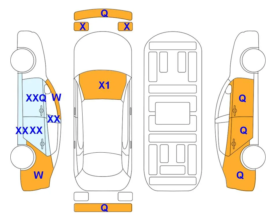 Схема кузова с отметками аукциона Lotte Auto Auction