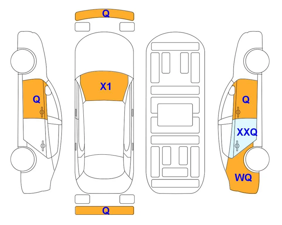 Схема кузова с отметками аукциона Lotte Auto Auction