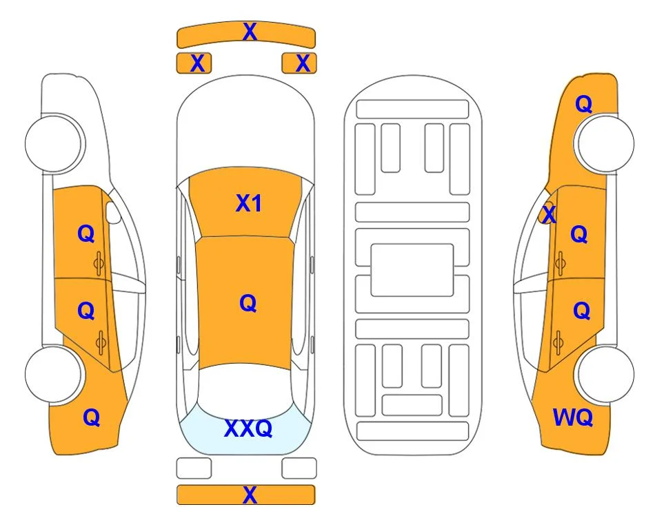 Схема кузова с отметками аукциона Lotte Auto Auction