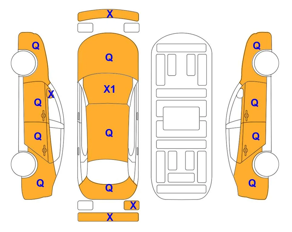 Схема кузова с отметками аукциона Lotte Auto Auction