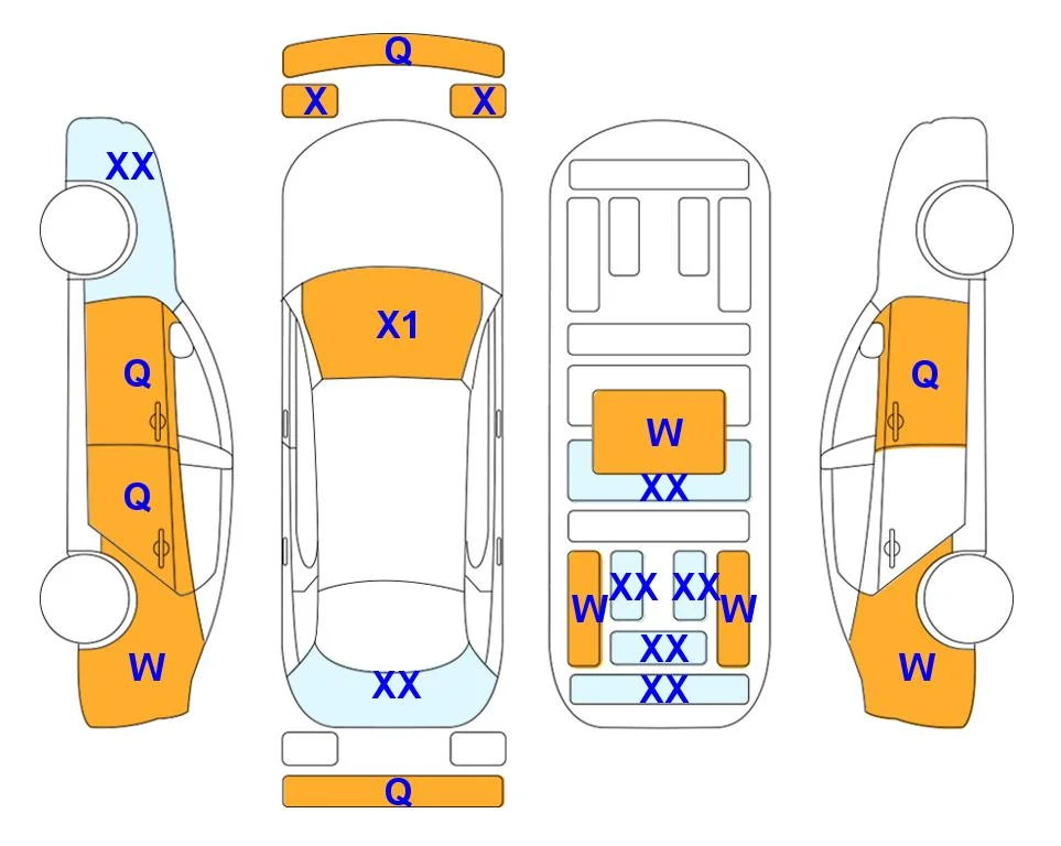 Схема кузова с отметками аукциона Lotte Auto Auction