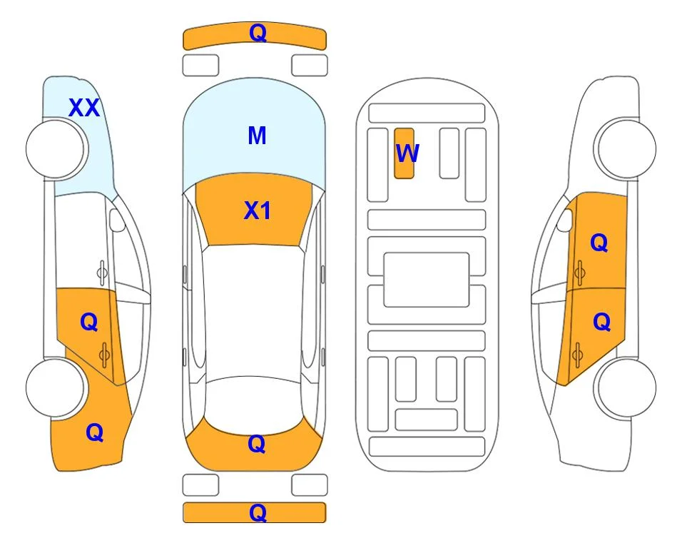 Схема кузова с отметками аукциона Lotte Auto Auction