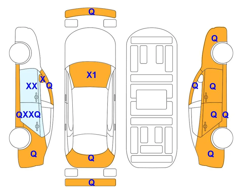 Схема кузова с отметками аукциона Lotte Auto Auction