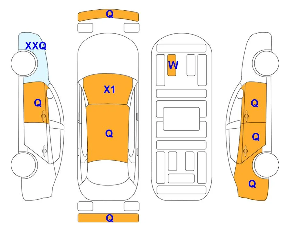Схема кузова с отметками аукциона Lotte Auto Auction