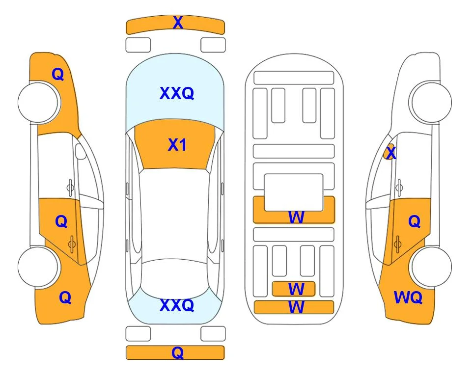 Схема кузова с отметками аукциона Lotte Auto Auction