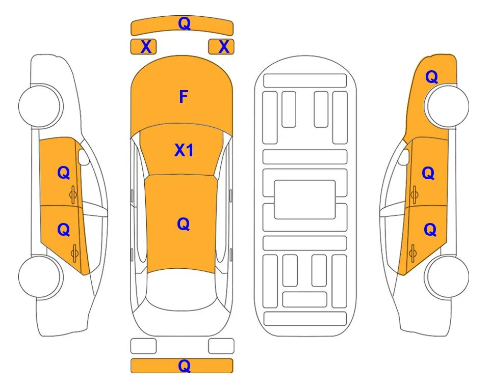 Схема кузова с отметками аукциона Lotte Auto Auction