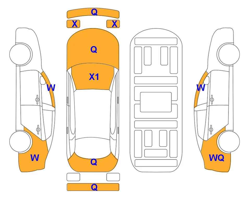 Body diagram with the marks of Lotte Auto Auction