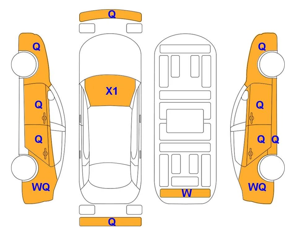 Схема кузова с отметками аукциона Lotte Auto Auction