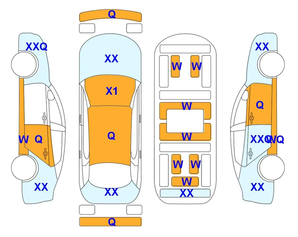 Body diagram with the marks of Lotte Auto Auction