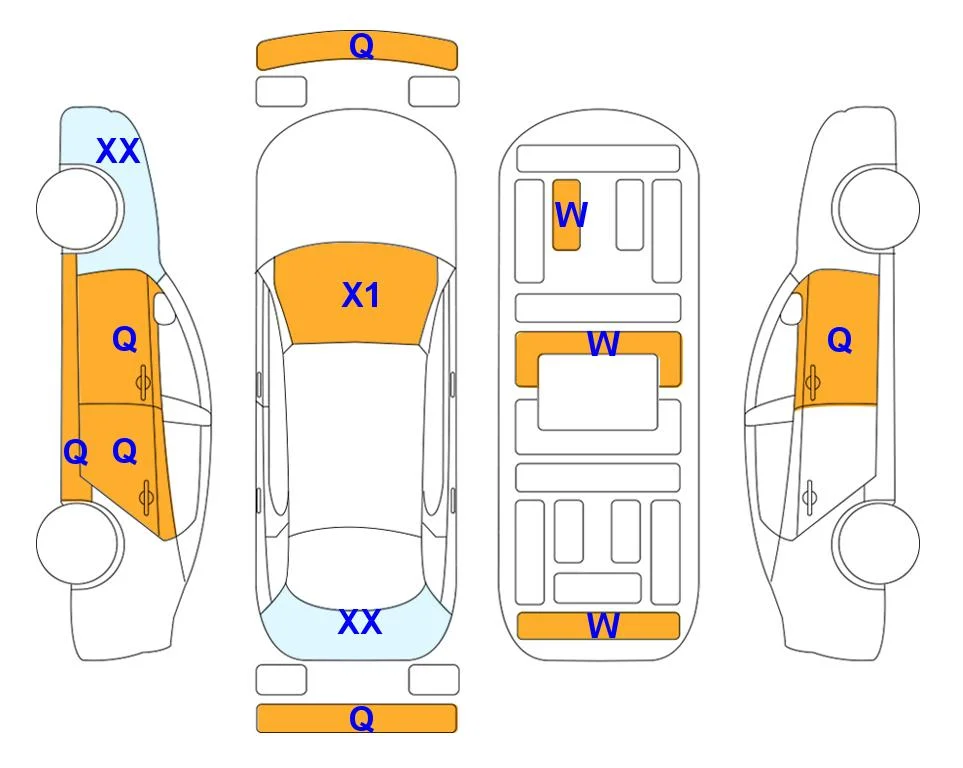 Body diagram with the marks of Lotte Auto Auction