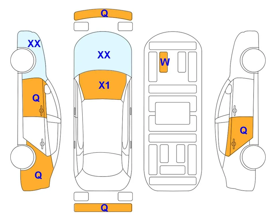 Body diagram with the marks of Lotte Auto Auction