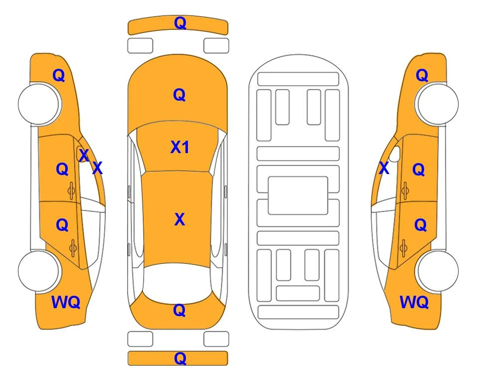 Схема кузова с отметками аукциона Lotte Auto Auction