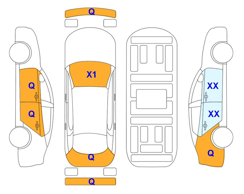 Body diagram with the marks of Lotte Auto Auction