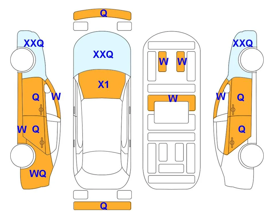 Схема кузова с отметками аукциона Lotte Auto Auction