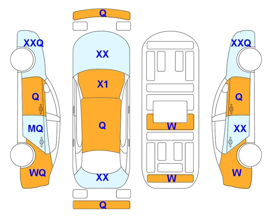 Схема кузова с отметками аукциона Lotte Auto Auction