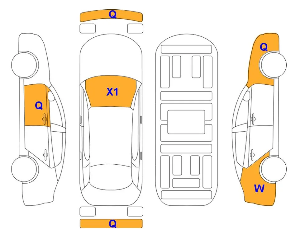 Схема кузова с отметками аукциона Lotte Auto Auction