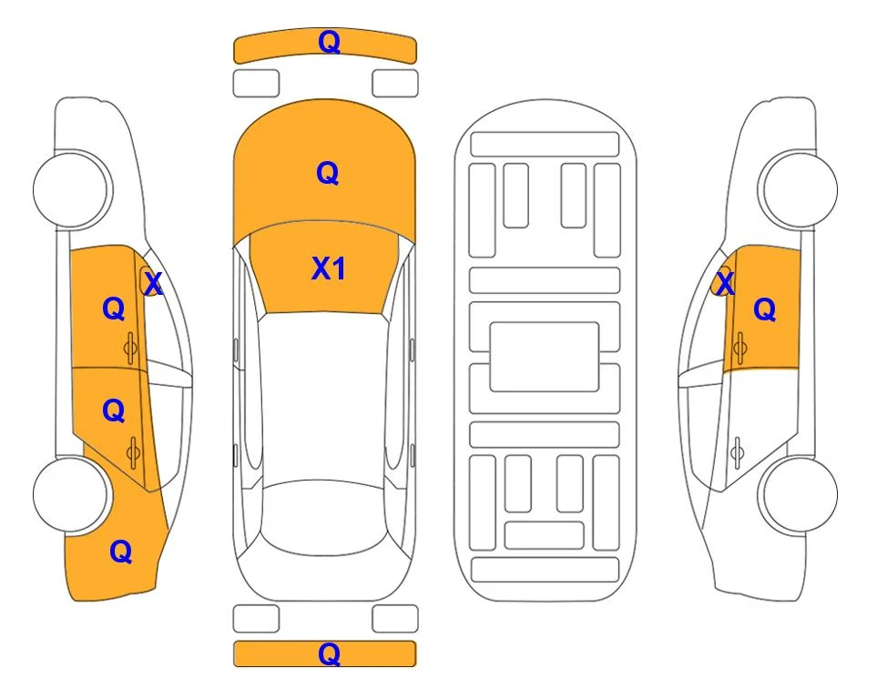 Схема кузова с отметками аукциона Lotte Auto Auction