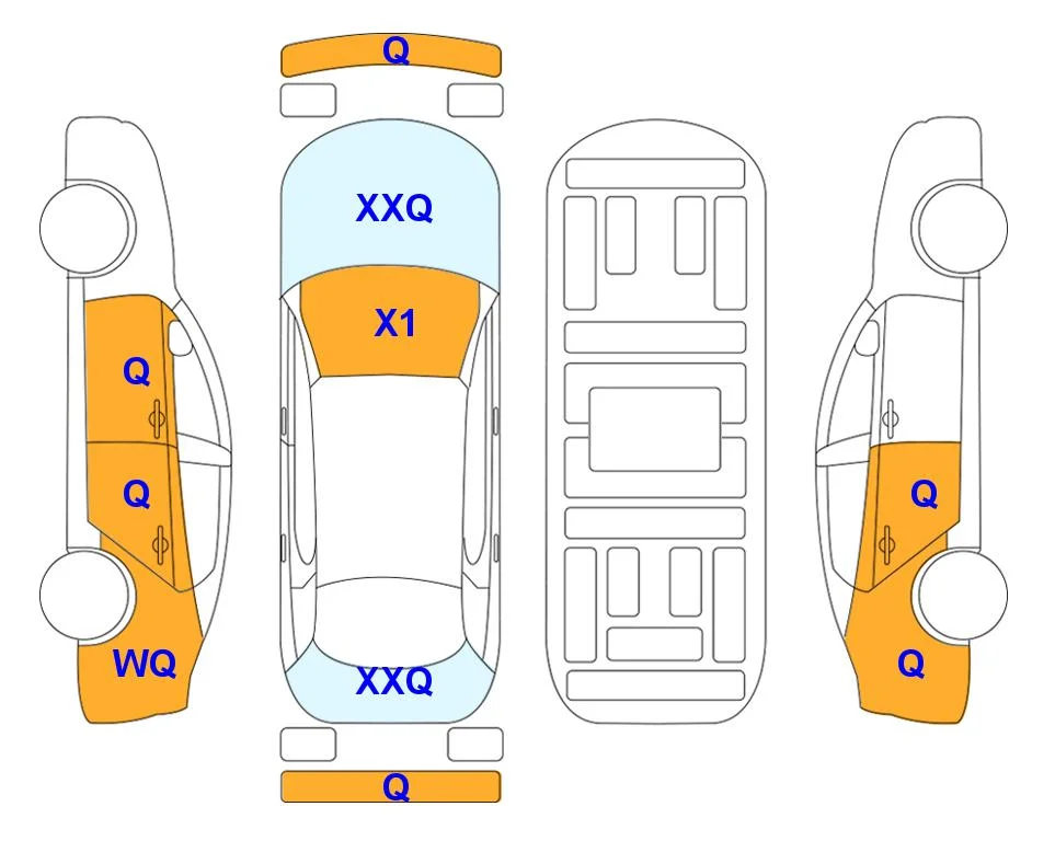 Схема кузова с отметками аукциона Lotte Auto Auction