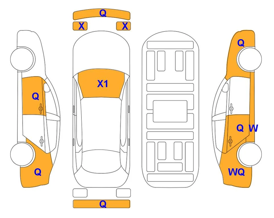 Схема кузова с отметками аукциона Lotte Auto Auction