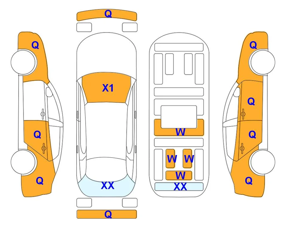 Схема кузова с отметками аукциона Lotte Auto Auction