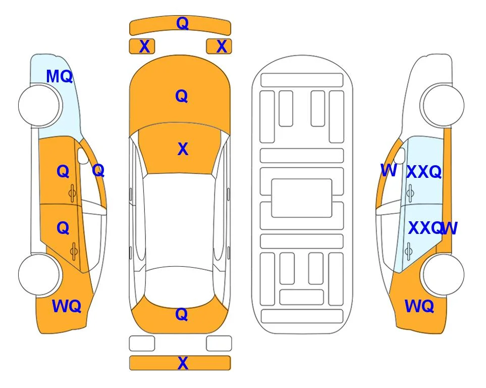 Схема кузова с отметками аукциона Lotte Auto Auction