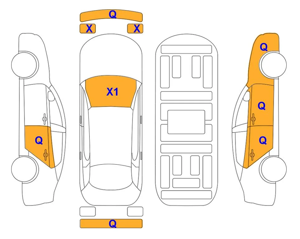 Схема кузова с отметками аукциона Lotte Auto Auction