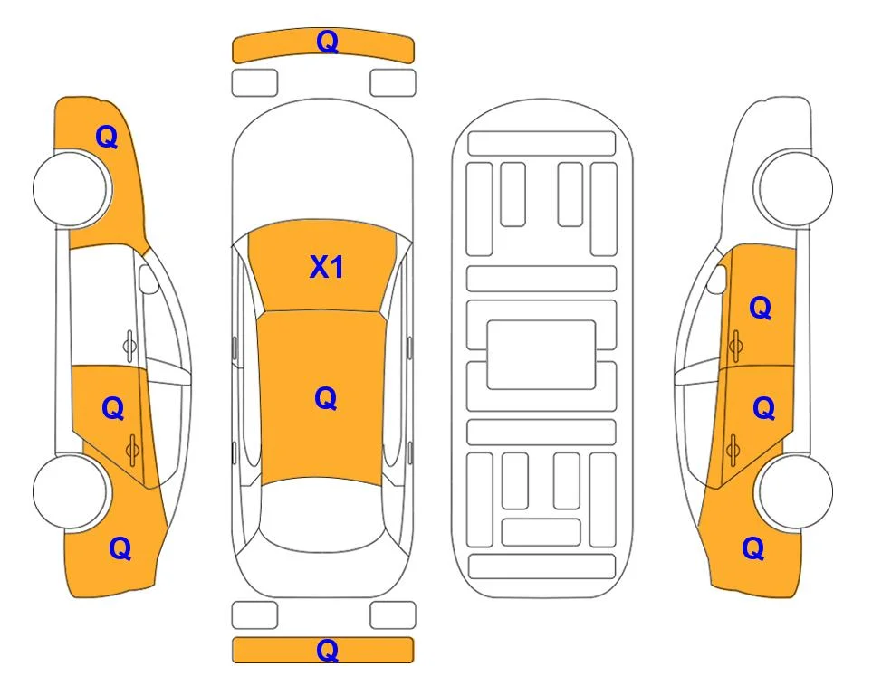 Схема кузова с отметками аукциона Lotte Auto Auction
