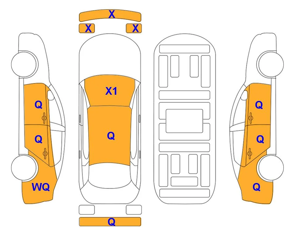 Схема кузова с отметками аукциона Lotte Auto Auction