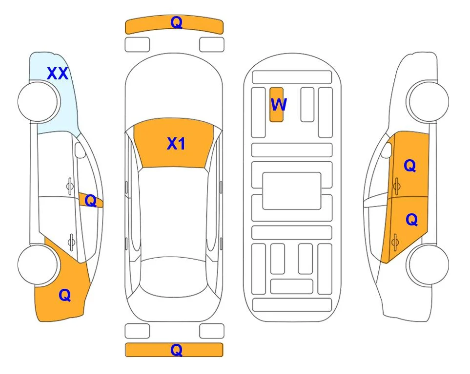 Схема кузова с отметками аукциона Lotte Auto Auction