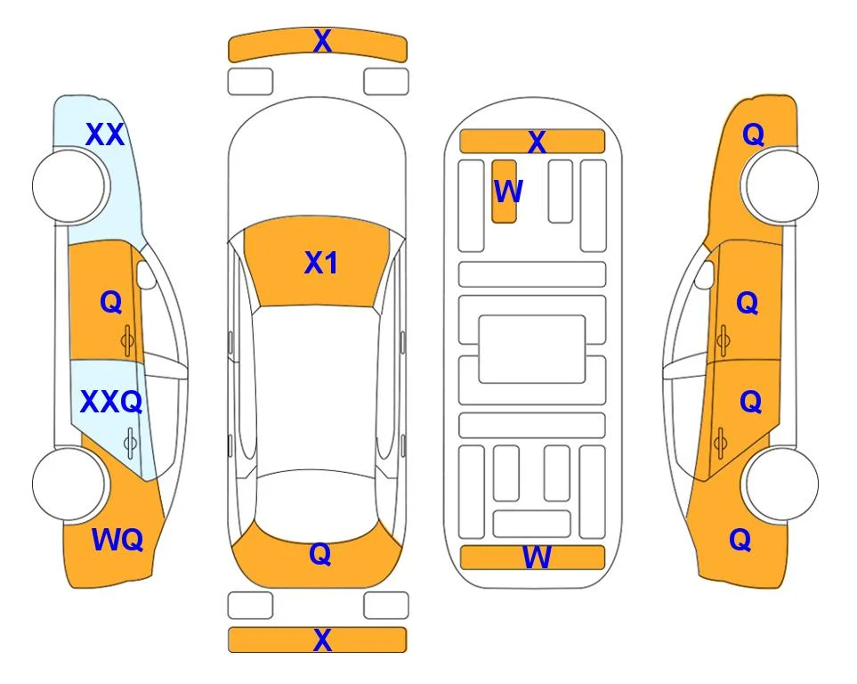 Схема кузова с отметками аукциона Lotte Auto Auction