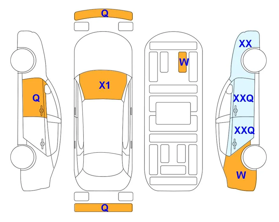 Схема кузова с отметками аукциона Lotte Auto Auction