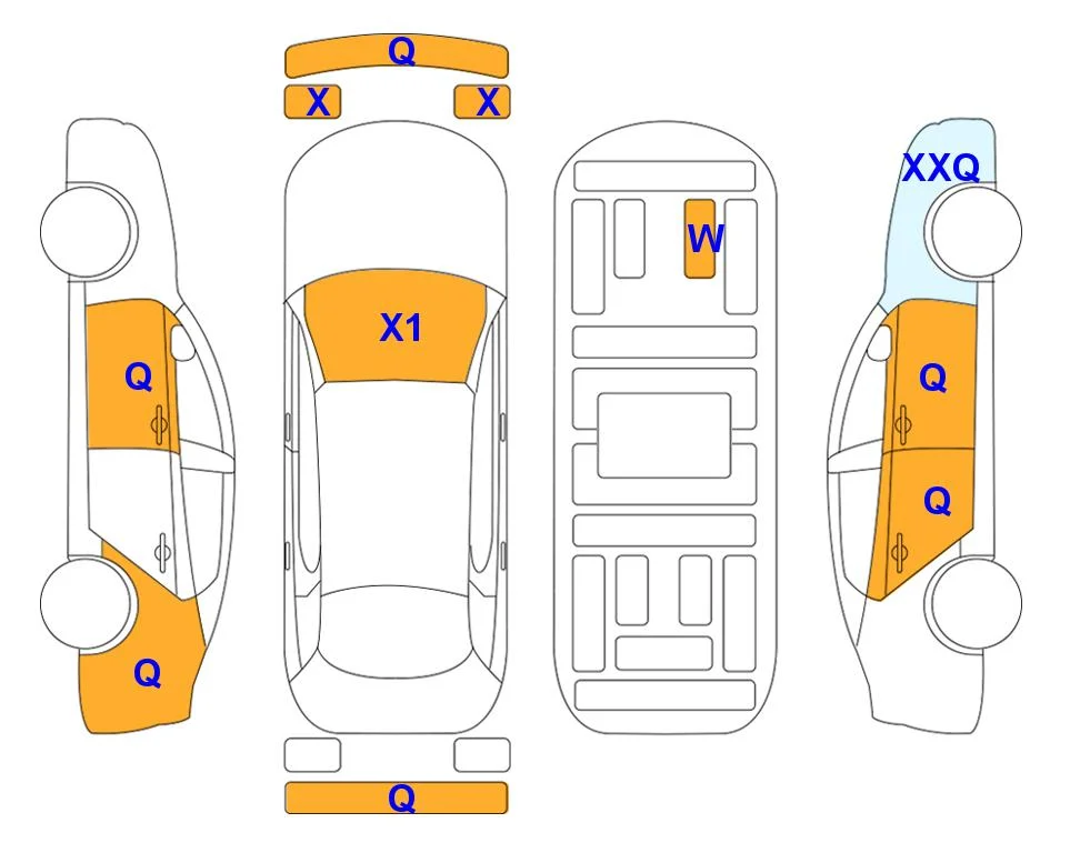 Схема кузова с отметками аукциона Lotte Auto Auction