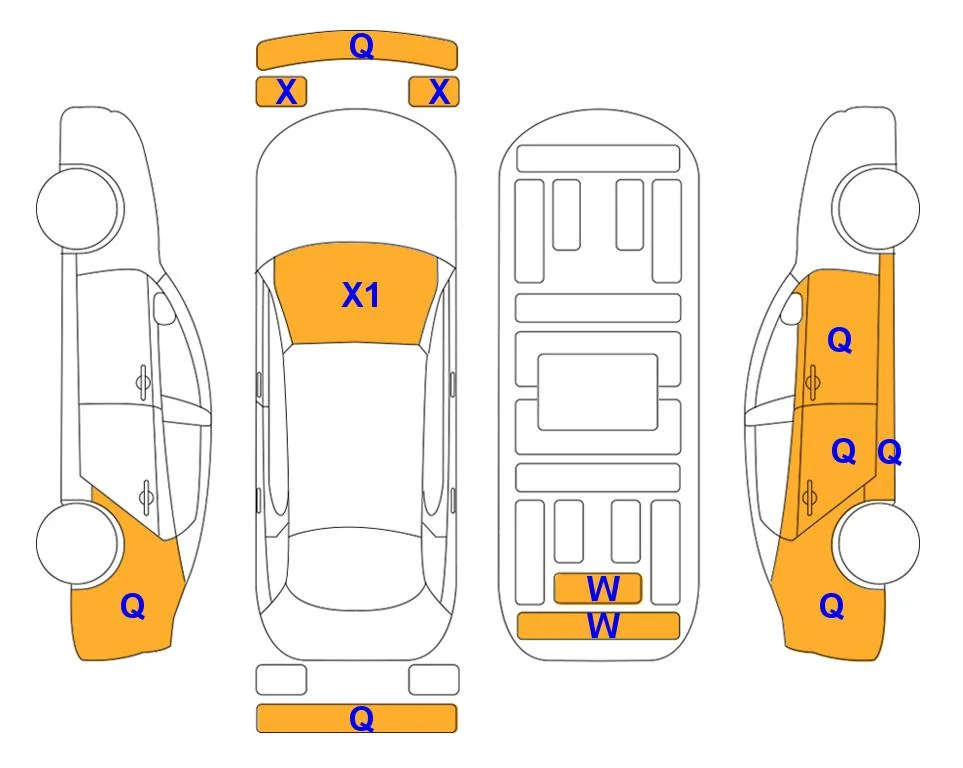 Схема кузова с отметками аукциона Lotte Auto Auction