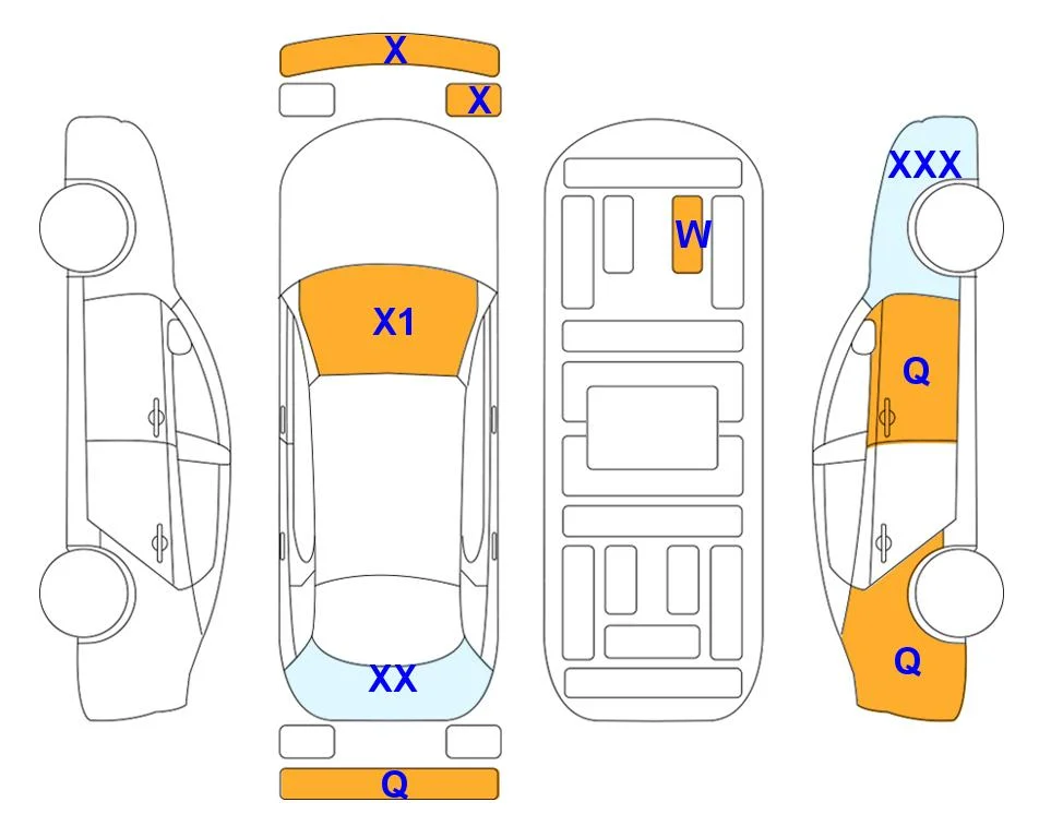 Body diagram with the marks of Lotte Auto Auction