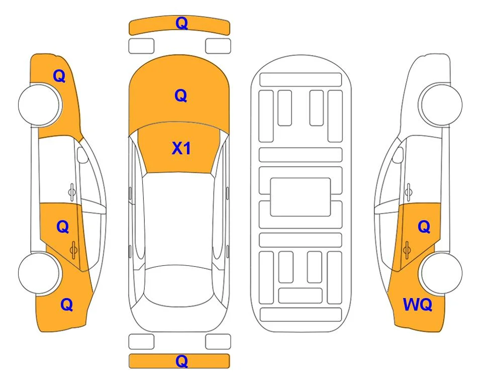 Схема кузова с отметками аукциона Lotte Auto Auction