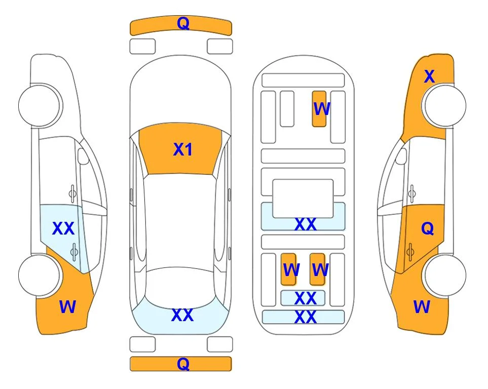 Схема кузова с отметками аукциона Lotte Auto Auction