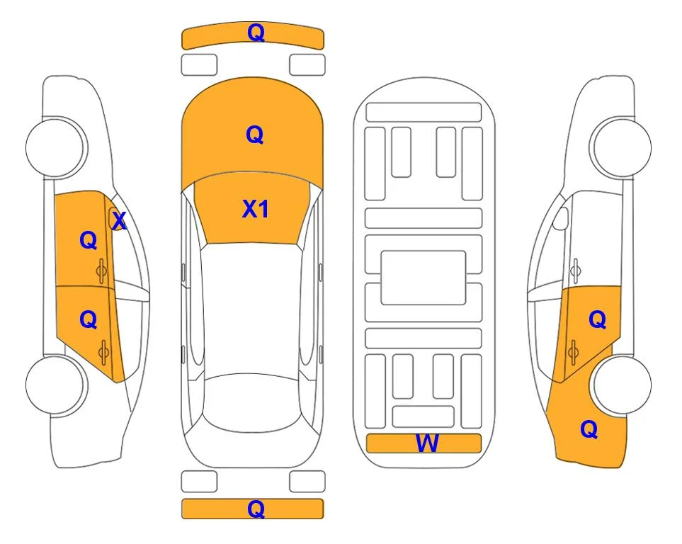 Схема кузова с отметками аукциона Lotte Auto Auction